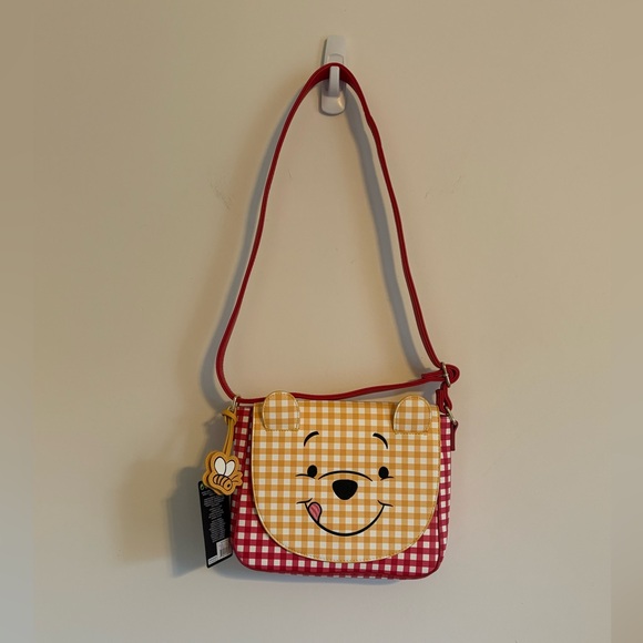 Loungefly Winnie The Pooh Gingham Crossbody Purse NWT Adjustable Strap Picnic - Picture 4 of 15